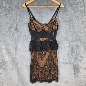 Womens Dress Small Black Whimsigoth Corset Sheer Lace Fairy Grunge Goth Mini NWT